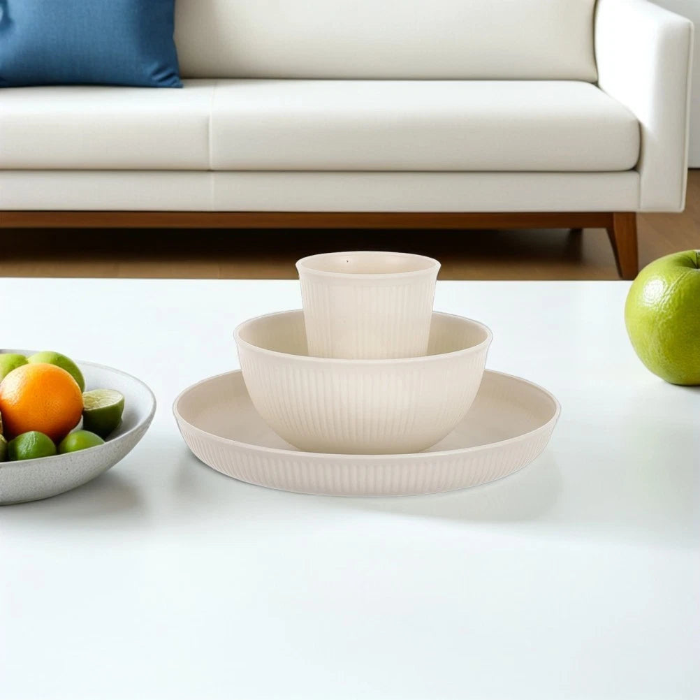 Happiness 18-Piece Reusable Dinnerware Set for 6 – Unbreakable Plates & Bowls