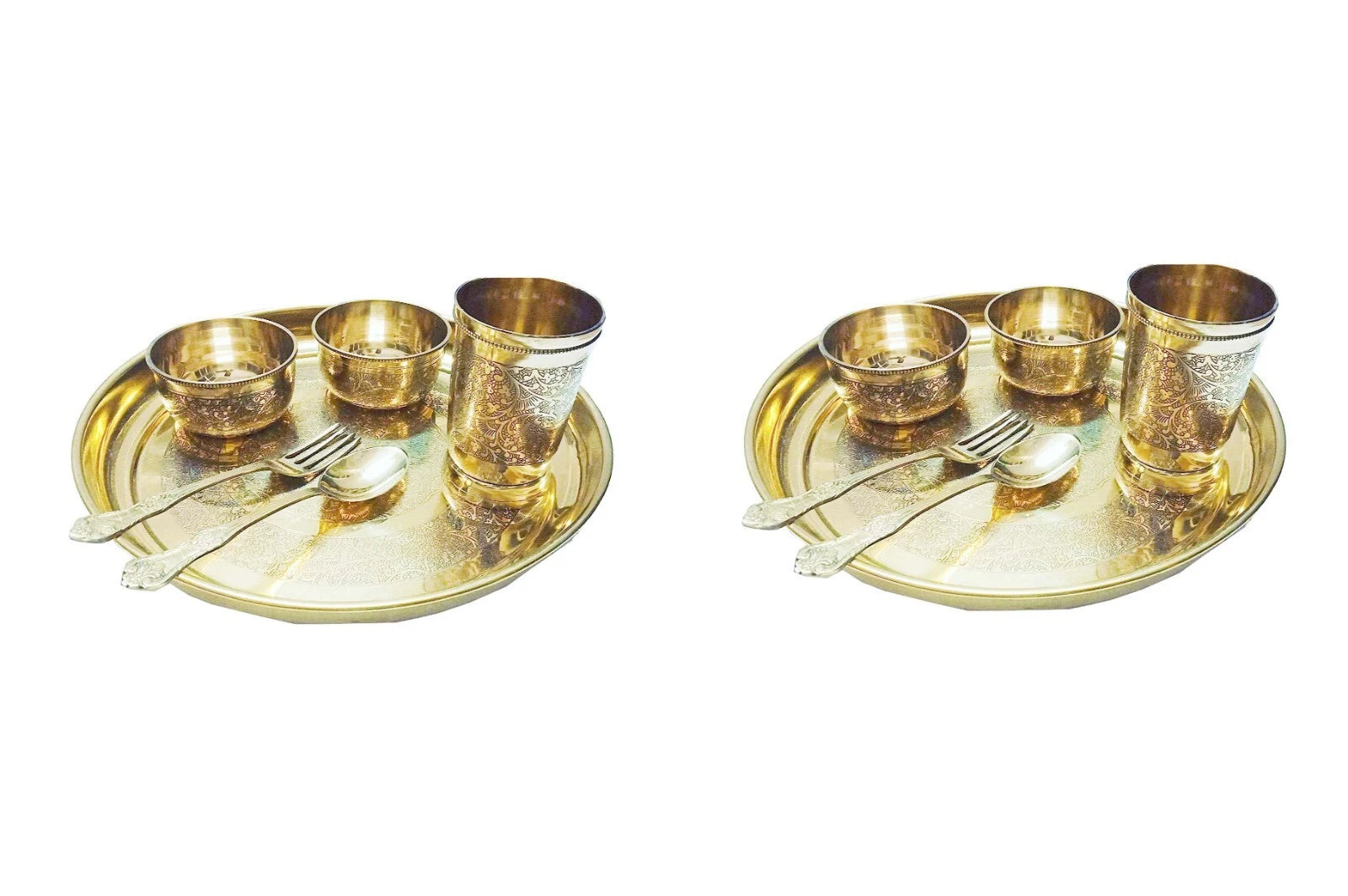 Happiness Elegant Handcrafted Brass Dinner Set – Luxurious Brass Tableware