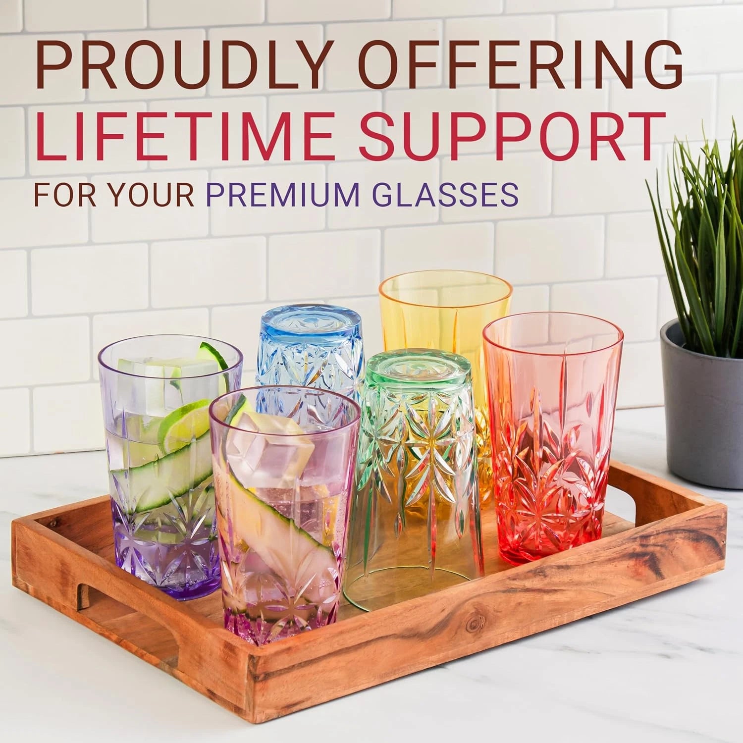 Happiness BPA-Free Stackable Tumblers – 18oz, Set of 12 Assorted Colors