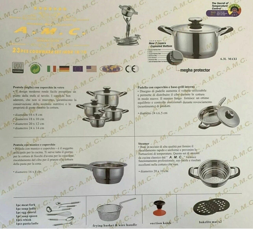 Happiness 23-Piece Stainless Steel Induction Cookware Pan Set