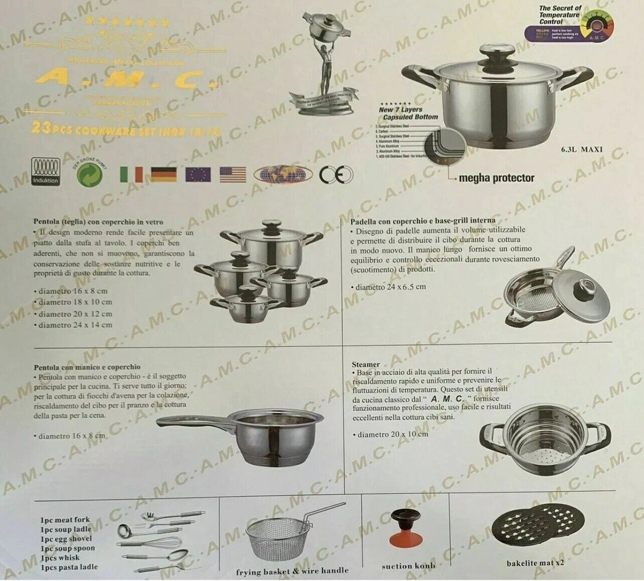 Happiness 23-Piece Stainless Steel Induction Cookware Pan Set