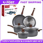 Happiness 8-Piece Nonstick Cookware Set – Frying Pans, Saucepans & Casserole