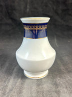 Happiness Romanov Bud Vase – Cobalt Blue Gold & White, 4.5 Inch
