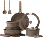 Happiness Non-Stick Pots & Pans Set with Detachable Handle