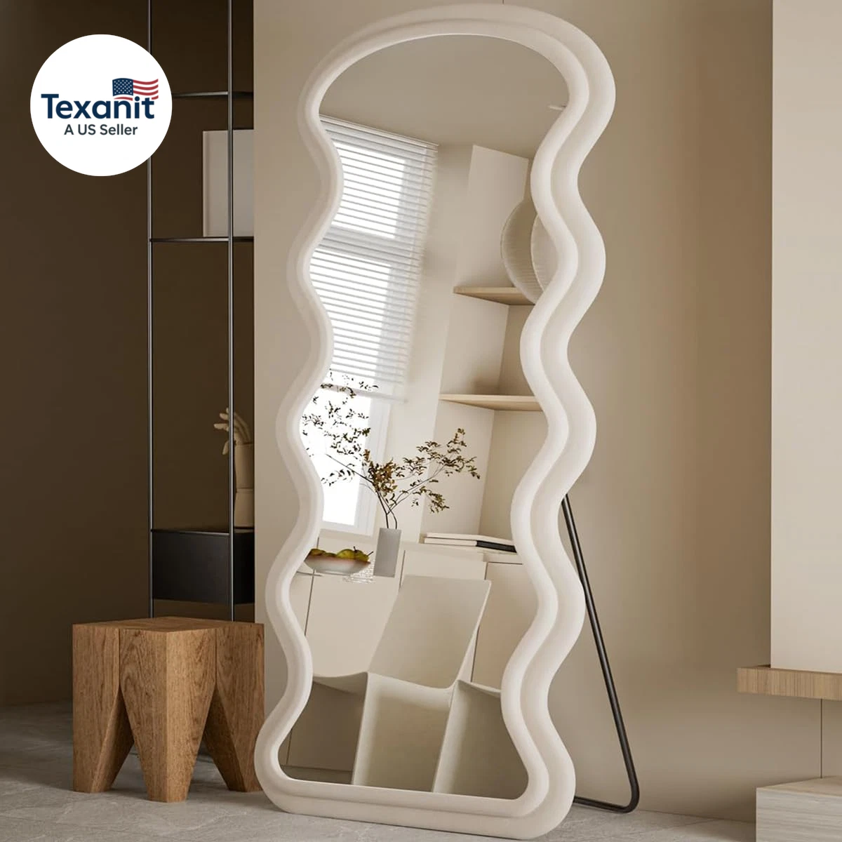Happiness Wavy Full Length Floor Mirror – 71"x32" Flannel Frame