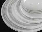 Happiness Brushed Silver Gray 16-Piece Dinnerware Set – Dinner Lunch Plates & Bowls