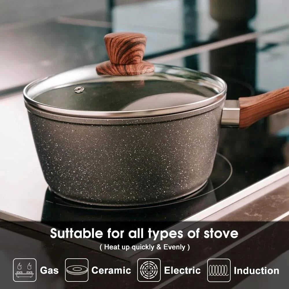 Happiness 8-Piece Nonstick Cookware Set – Frying Pans, Saucepans & Casserole