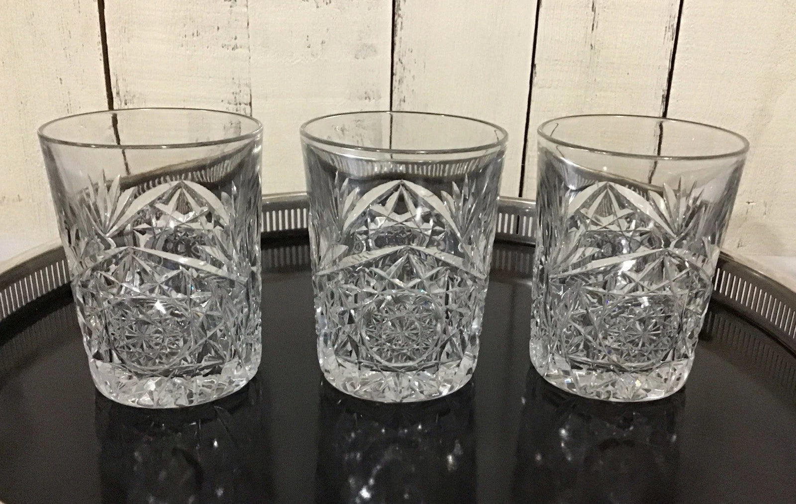 Happiness Vintage Mix & Match Cut Glass Tumblers – Starburst & Stars, Set of 7