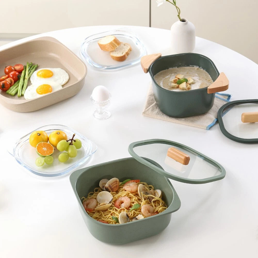 Happiness FIKA 7-Piece Nonstick Healthy Cooking Cookware Set