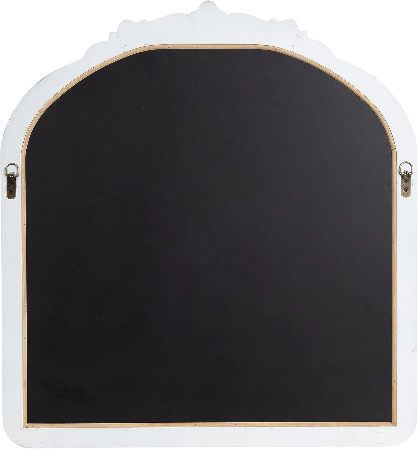 Happiness Jenelle Vintage Baroque Wall Mirror – 28x30 White Distressed Finish
