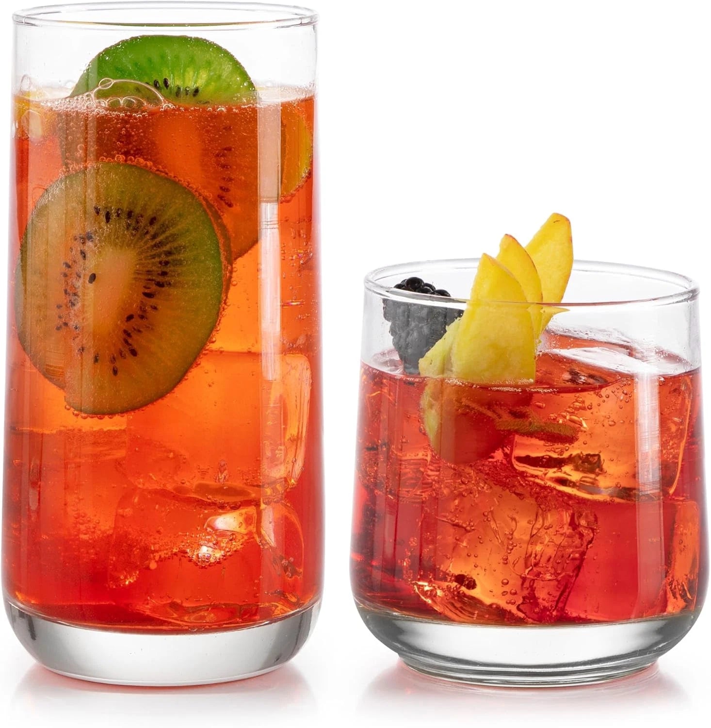 Happiness Ascent Tumbler & Rocks Drinking Glasses – Set of 16
