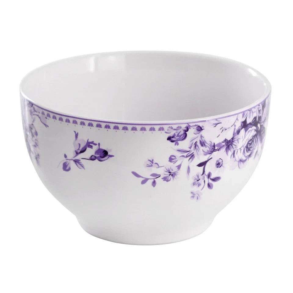 Happiness Traditional Purple Rose 16-Piece Stoneware Dinnerware Set