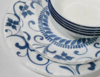 Happiness Artemis 12-Piece Dinnerware Set – Cool Blue Floral Tendrils