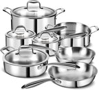 Happiness 3-Ply Stainless Steel Cookware Set with Lids – Non-Toxic