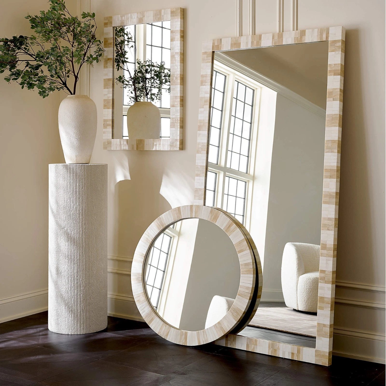 Happiness Bone Inlay Full-Length Floor Mirror – Artisan Handmade Decorative