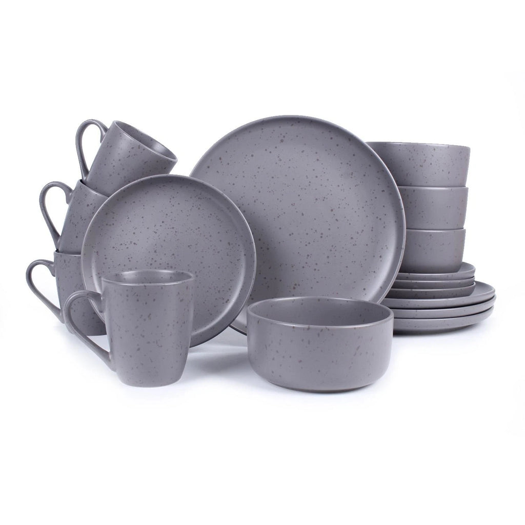 Happiness 16-Piece Stoneware Dinnerware Set – Mugs, Bowls & Plates