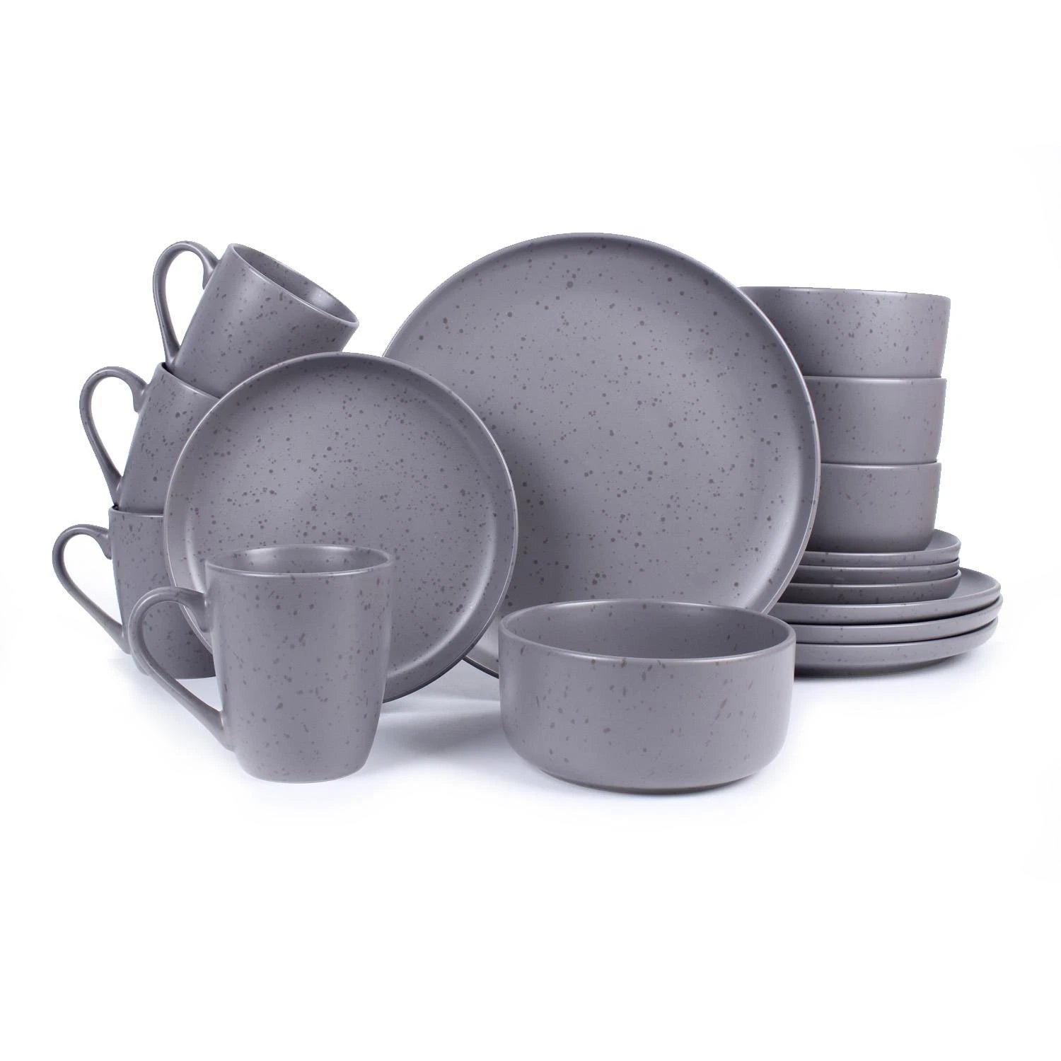 Happiness 16-Piece Stoneware Dinnerware Set – Mugs, Bowls & Plates
