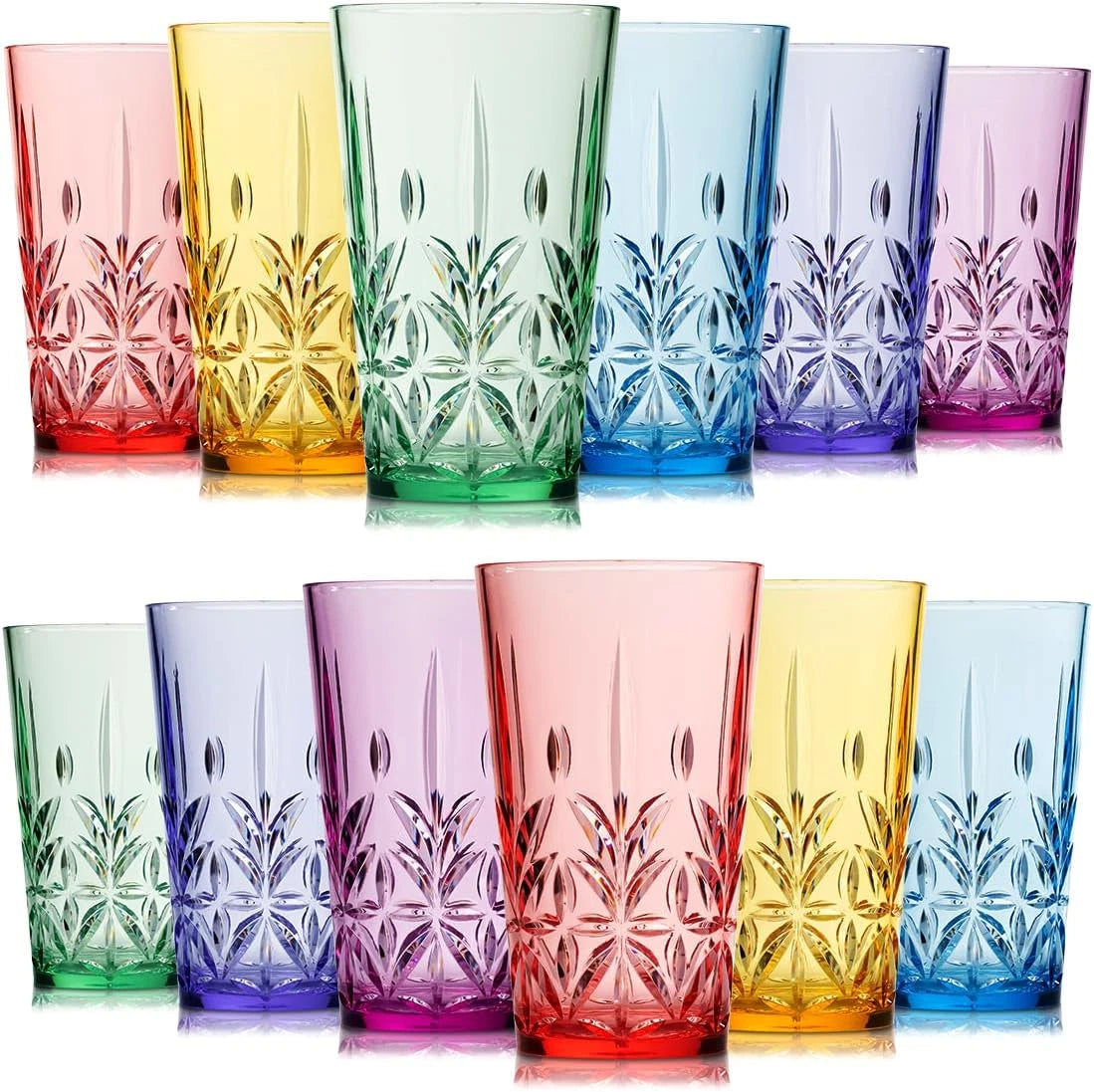 Happiness BPA-Free Stackable Tumblers – 18oz, Set of 12 Assorted Colors