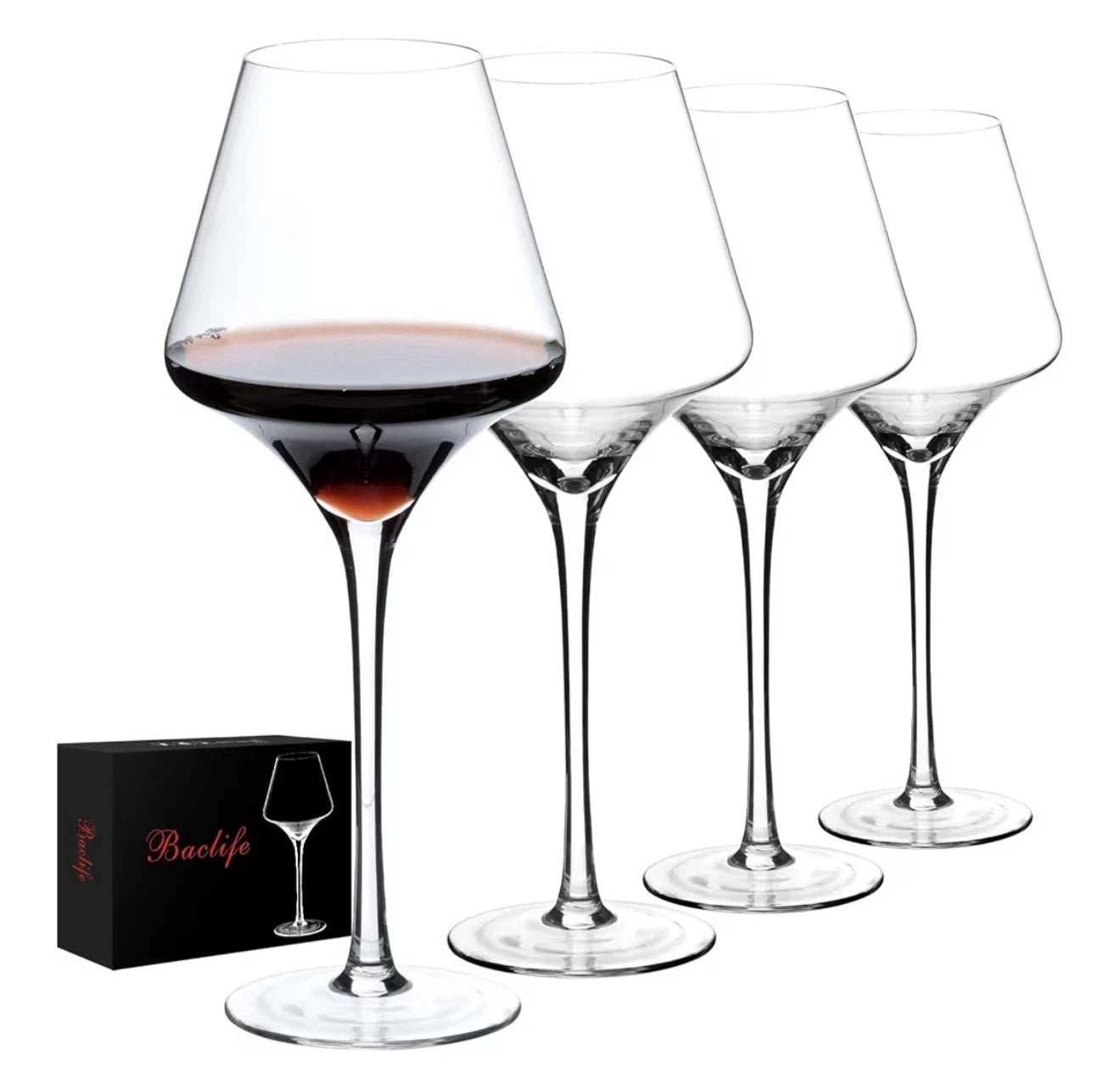 Happiness Red Wine Glasses – Set of 4, 20oz Premium Crystal Long Stem