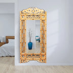 Happiness Beige Full Length Floor Mirror – Moroccan Handpainted Frame