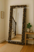 Happiness Large Full Length Floor Mirror – Rustic Smokey Crystal Frame Boho Luxe