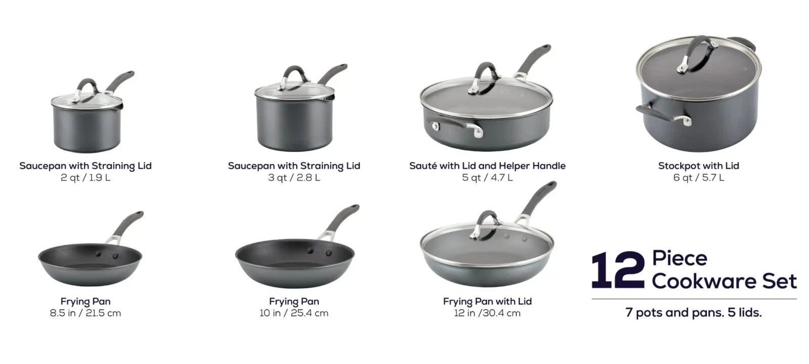 Happiness A1 Series 12-Piece Non-Stick Aluminum Cookware Set
