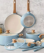 Happiness Essence Ceramic Nonstick 10-Piece Cookware Set – Blue Haze