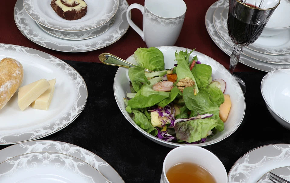 Happiness 50-Piece Bone China Dinnerware Set – Cashmere, Service for 8