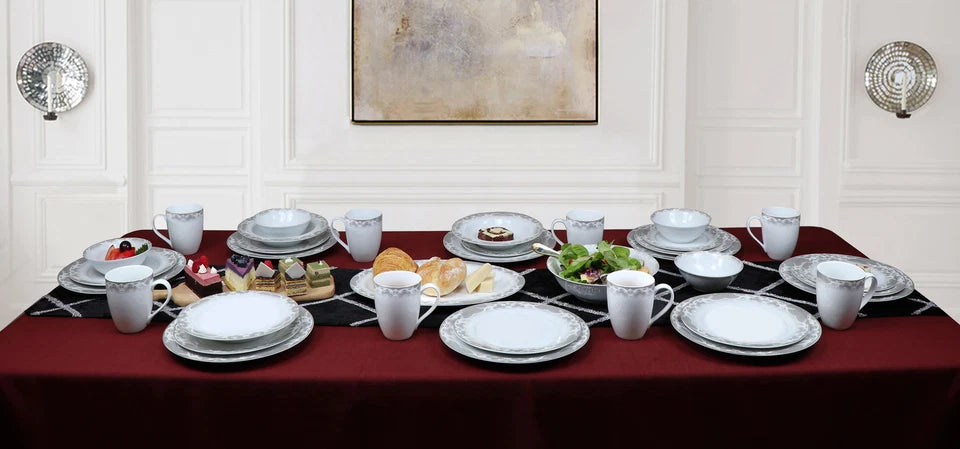 Happiness 50-Piece Bone China Dinnerware Set – Cashmere, Service for 8