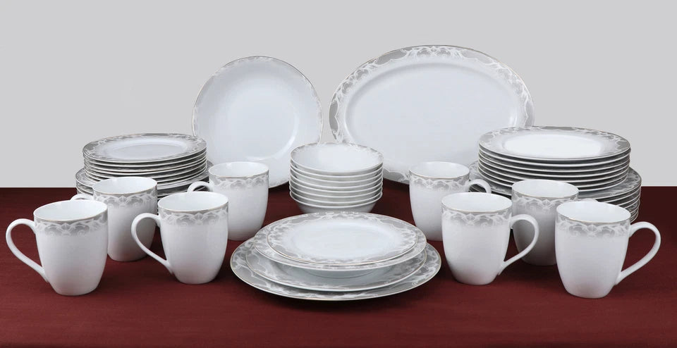 Happiness 50-Piece Bone China Dinnerware Set – Cashmere, Service for 8